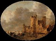 Jan van Goyen Skaters in front of a Medieval Castle oil